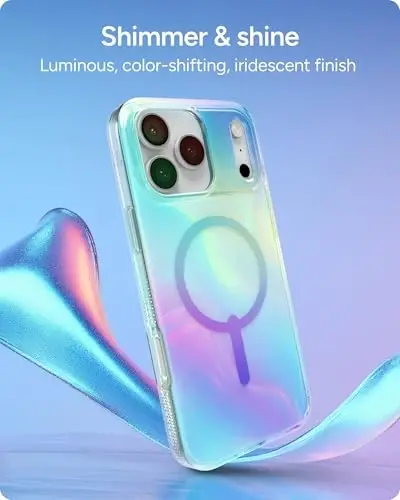 ZAGG Milan Snap Case for iPhone 17 Pro Max - Iridescent Bubble, Graphene Strengthened Phone Case with Drop Protection (13ft/4m), Textured Edges & Sparkle Design, MagSafe Charging Compatible - 3