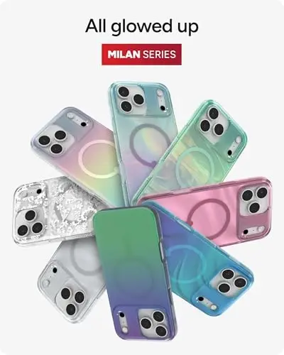 ZAGG Milan Snap Case for iPhone 17 Pro Max - Iridescent Bubble, Graphene Strengthened Phone Case with Drop Protection (13ft/4m), Textured Edges & Sparkle Design, MagSafe Charging Compatible - 4
