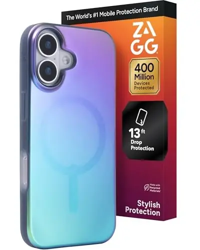 ZAGG Milan Snap Case for iPhone 17 - Raven Feather, Graphene Strengthened Phone Case with Drop Protection (13ft/4m), Textured Edges & Sparkle Design, MagSafe Charging Compatible - 1