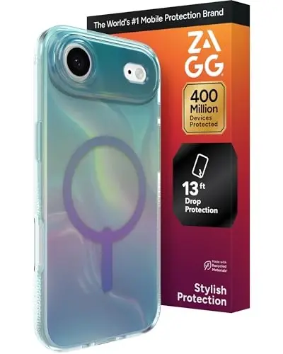 ZAGG Milan Snap Case for iPhone Air - Iridescent Bubble, Graphene Strengthened Phone Case with Drop Protection (13ft/4m), Textured Edges & Sparkle Design, MagSafe Charging Compatible 