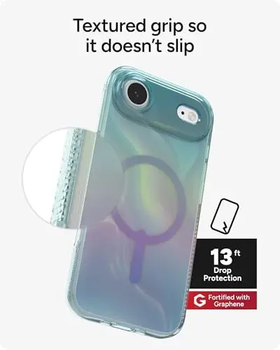 ZAGG Milan Snap Case for iPhone Air - Iridescent Bubble, Graphene Strengthened Phone Case with Drop Protection (13ft/4m), Textured Edges & Sparkle Design, MagSafe Charging Compatible - 5