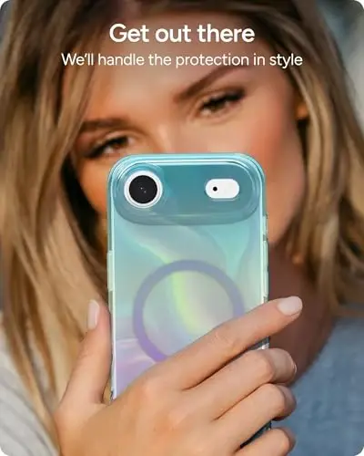 ZAGG Milan Snap Case for iPhone Air - Iridescent Bubble, Graphene Strengthened Phone Case with Drop Protection (13ft/4m), Textured Edges & Sparkle Design, MagSafe Charging Compatible - 6