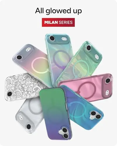 ZAGG Milan Snap Case for iPhone Air - Iridescent Bubble, Graphene Strengthened Phone Case with Drop Protection (13ft/4m), Textured Edges & Sparkle Design, MagSafe Charging Compatible - 4