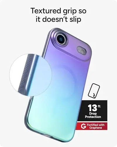 ZAGG Milan Snap Case for iPhone Air - Raven Feather, Graphene Strengthened Phone Case with Drop Protection (13ft/4m), Textured Edges & Sparkle Design, MagSafe Charging Compatible - 5