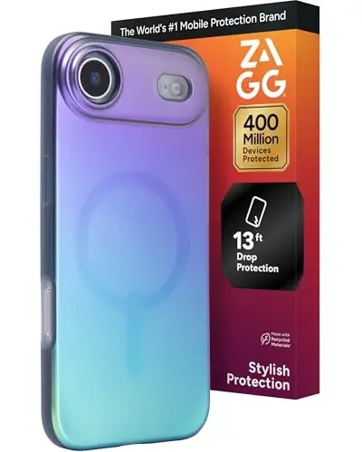 ZAGG Milan Snap Case for iPhone Air - Raven Feather, Graphene Strengthened Phone Case with Drop Protection (13ft/4m), Textured Edges & Sparkle Design, MagSafe Charging Compatible - 1