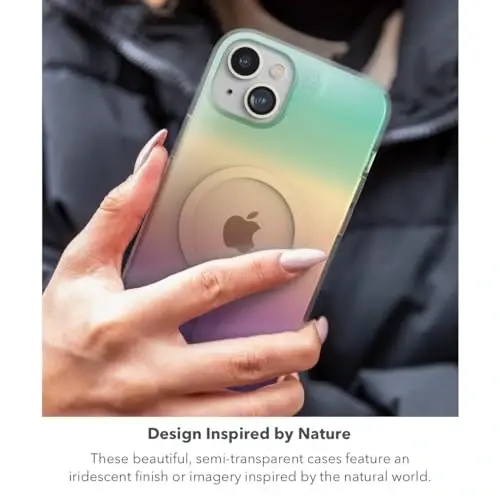 ZAGG Milan Snap iPhone 15 Plus/ 14 Plus Case - Drop Protection (13ft/4m), Durable Graphene, Scratch-Resistant, Wireless Charging MagSafe Case, Iridescent - 1
