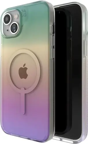 ZAGG Milan Snap iPhone 15 Plus Case - iPhone MagSafe Case with Drop Protection (13ft/4m), Durable Graphene, Anti-Yellowing & Scratch-Resistant, Wireless Charging MagSafe Case Iridescent - 2