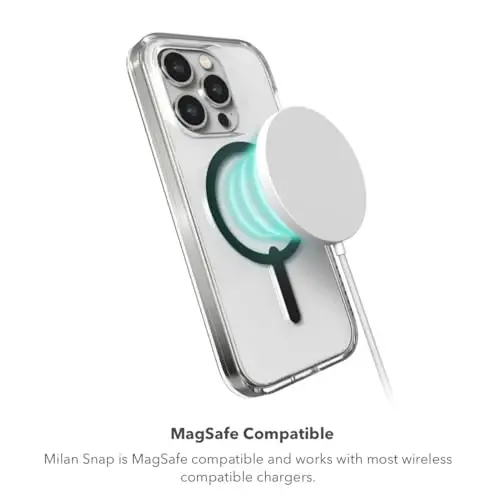 ZAGG Milan Snap iPhone 15 Pro Case - Drop Protection (13ft/4m), Durable Graphene, Scratch-Resistant, Wireless Charging MagSafe Case, Iridescent - 5