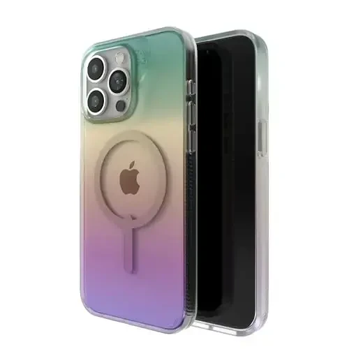 ZAGG Milan Snap iPhone 15 Pro Max Case - Drop Protection (13ft/4m), Durable Graphene, Scratch-Resistant, Wireless Charging MagSafe Case, Iridescent - ZAGG