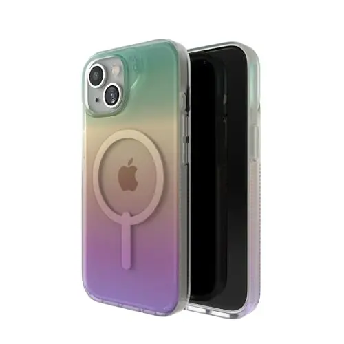 ZAGG Milan Snap iPhone 15/14/13 Case - Drop Protection (13ft/4m), Durable Graphene, Scratch-Resistant, Wireless Charging MagSafe Case, Iridescent - ZAGG