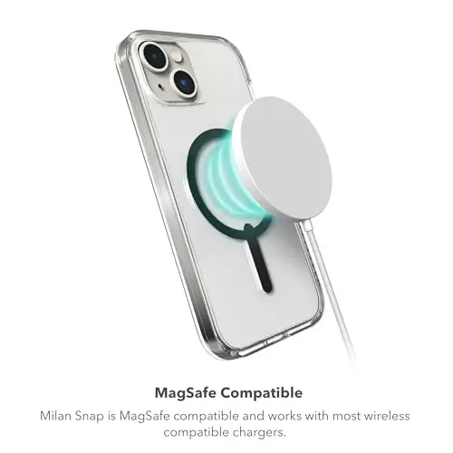 ZAGG Milan Snap iPhone 15/14/13 Case - Drop Protection (13ft/4m), Durable Graphene, Scratch-Resistant, Wireless Charging MagSafe Case, Iridescent - 5
