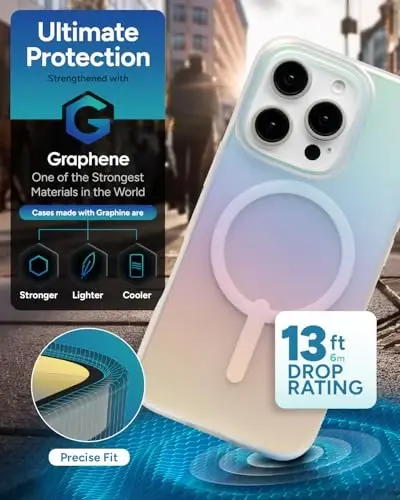 ZAGG Milan Snap iPhone 16 Plus Case - Color Changing Finish, MagSafe & Wireless Charging Compatible, Matte Iridescent Finish, 13ft Drop Protection, Graphene Reinforced, Eco-Friendly, Matte Iridescent - 4
