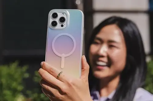 ZAGG Milan Snap Case for iPhone 16 Pro Max - Color Changing Finish, MagSafe & Wireless Charging Compatible, 13ft Drop Protection, Graphene Reinforced, Eco-Friendly, Matte Iridescent 