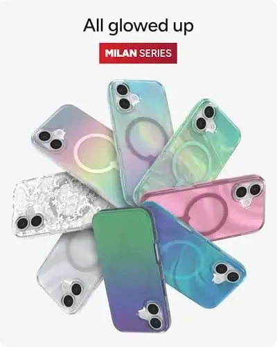 ZAGG Milan Snap Case for iPhone 17 - Deep Aurora, Graphene Strengthened Phone Case with Drop Protection (13ft/4m), Textured Edges & Sparkle Design, MagSafe Charging Compatible - 4