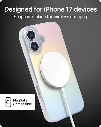 ZAGG Milan Snap Case for iPhone 17 - Iridescent, Graphene Strengthened Phone Case with Drop Protection (13ft/4m), Textured Edges & Sparkle Design, MagSafe Charging Compatible - 7