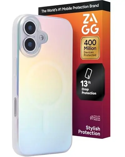 ZAGG Milan Snap Case for iPhone 17 - Iridescent, Graphene Strengthened Phone Case with Drop Protection (13ft/4m), Textured Edges & Sparkle Design, MagSafe Charging Compatible - 1