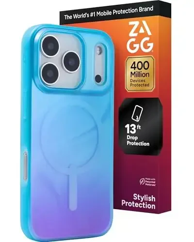 ZAGG Milan Snap Case for iPhone 17 Pro - Deep Aurora, Graphene Strengthened Phone Case with Drop Protection (13ft/4m), Textured Edges & Sparkle Design, MagSafe Charging Compatible 