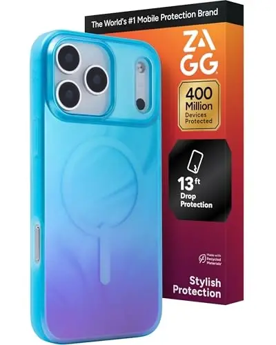 ZAGG Milan Snap Case for iPhone 17 Pro Max - Deep Aurora, Graphene Strengthened Phone Case with Drop Protection (13ft/4m), Textured Edges & Sparkle Design, MagSafe Charging Compatible 