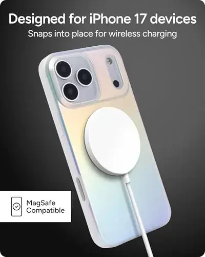 ZAGG Milan Snap Case for iPhone 17 Pro Max - Iridescent, Graphene Strengthened Phone Case with Drop Protection (13ft/4m), Textured Edges & Sparkle Design, MagSafe Charging Compatible - 7