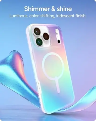 ZAGG Milan Snap Case for iPhone 17 Pro Max - Iridescent, Graphene Strengthened Phone Case with Drop Protection (13ft/4m), Textured Edges & Sparkle Design, MagSafe Charging Compatible - 3
