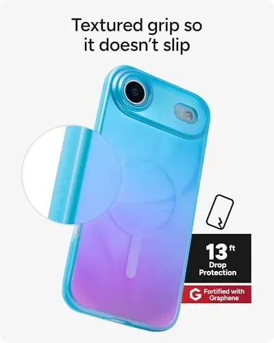ZAGG Milan Snap Case for iPhone Air - Deep Aurora, Graphene Strengthened Phone Case with Drop Protection (13ft/4m), Textured Edges & Sparkle Design, MagSafe Charging Compatible - 5