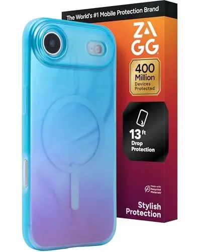 ZAGG Milan Snap Case for iPhone Air - Deep Aurora, Graphene Strengthened Phone Case with Drop Protection (13ft/4m), Textured Edges & Sparkle Design, MagSafe Charging Compatible - 1