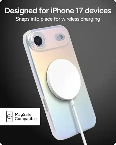 ZAGG Milan Snap Case for iPhone Air - Iridescent, Graphene Strengthened Phone Case with Drop Protection (13ft/4m), Textured Edges & Sparkle Design, MagSafe Charging Compatible - 7