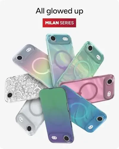 ZAGG Milan Snap Case for iPhone Air - Iridescent, Graphene Strengthened Phone Case with Drop Protection (13ft/4m), Textured Edges & Sparkle Design, MagSafe Charging Compatible - 4