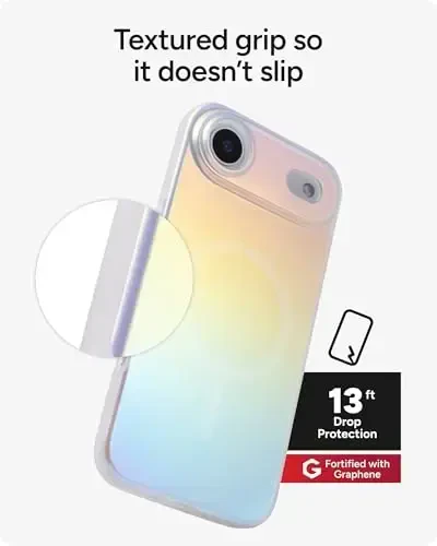 ZAGG Milan Snap Case for iPhone Air - Iridescent, Graphene Strengthened Phone Case with Drop Protection (13ft/4m), Textured Edges & Sparkle Design, MagSafe Charging Compatible - 5