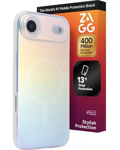 ZAGG Milan Snap Case for iPhone Air - Iridescent, Graphene Strengthened Phone Case with Drop Protection (13ft/4m), Textured Edges & Sparkle Design, MagSafe Charging Compatible - 1