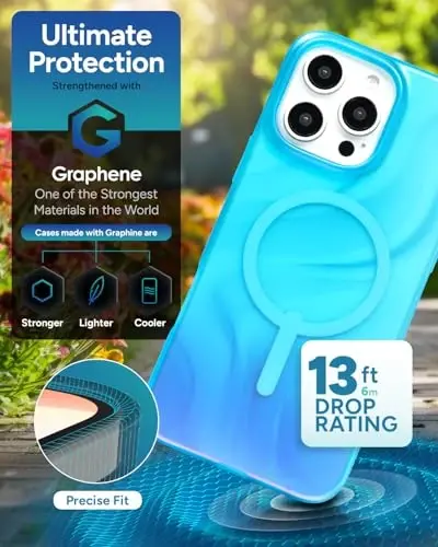 ZAGG Milan Snap Case for iPhone 16 Pro Max - Color Changing Finish, MagSafe & Wireless Charging Compatible, 13ft Drop Protection, Graphene Reinforced, Eco-Friendly, Deep Aurora - 4
