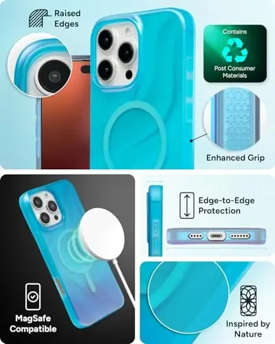 ZAGG Milan Snap Case for iPhone 16 Pro Max - Color Changing Finish, MagSafe & Wireless Charging Compatible, 13ft Drop Protection, Graphene Reinforced, Eco-Friendly, Deep Aurora - 5