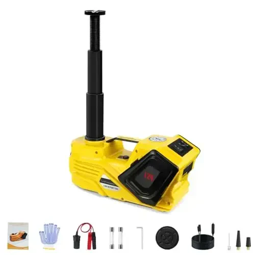ZAISHANG Electric Car Jack 5 Ton 12V (Lifting Range: 5.31-14.17 inch) with Tire Pump and LED Light for SUV/Truck/Sport Cars/Sedans/EVs Efficient Tire Inflation and Emergency Tire Change - ZS ZAISHANG