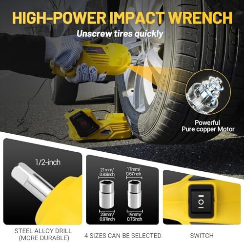 ZAISHANG Electric Car Jack Kit 5 Ton Hydraulic Jack(Lifting Range: 5.31-14.17 inch) with Impact Wrench Tire Inflator for Sport Cars Sedans EVs Efficient Tire Inflation and Emergency Tire Change - 3