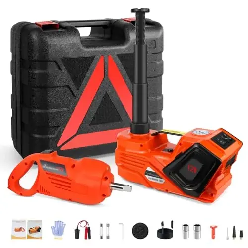 ZAISHANG Electric Car Jack Kit 5 Ton Hydraulic Jack(Lifting Range: 6.1~17.7 inch) with Impact Wrench Tire Inflator for SUV MPV Sedan Truck Change Tires Garage Repair and Emergency Tire Change - 1