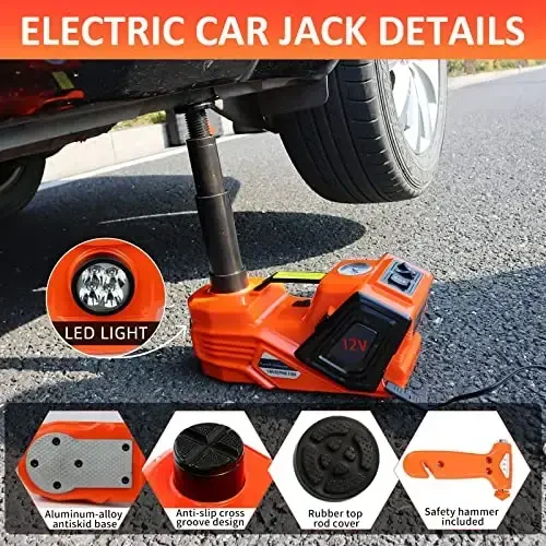 ZAISHANG Electric Car Jack Kit 5 Ton Hydraulic Jack(Lifting Range: 6.1~17.7 inch) with Impact Wrench Tire Inflator for SUV MPV Sedan Truck Change Tires Garage Repair and Emergency Tire Change - 6