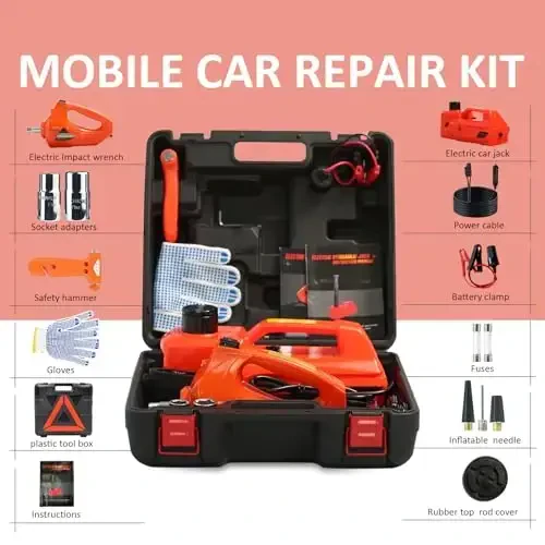 ZAISHANG Elektr Tokli Avtomobil Krati 5Ton 12V Gidravlik Avtomobil Krati Ko'tarish (Ko'tarish Oralig'i: 6.1~17.7 dyuym) Zarba Kaliti O'rnatilgan Xavfsizlik Bolg'asi va SUV MPV Sedan Yuk Mashinalari Shinani Almashtirish Ustaxonasi Ta'miri uchun LED Yoritgichi - 2