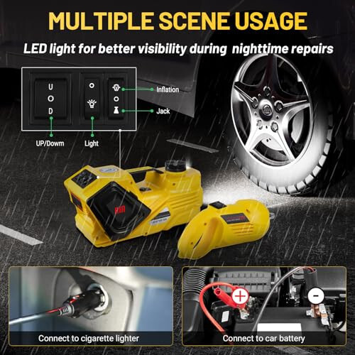 ZAISHANG Electric Car Jack Kit 5 Ton Hydraulic Jack(Lifting Range: 5.31-14.17 inch) with Impact Wrench Tire Inflator for Sport Cars Sedans EVs Efficient Tire Inflation and Emergency Tire Change - 4