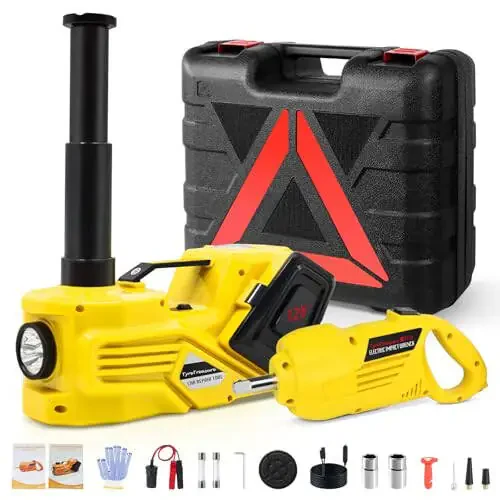 ZAISHANG Electric Car Jack Kit 5 Ton 12V (Lifting Range: 5.31-14.17 inch) with Impact Wrench, Inflator Pump and LED Light, for SUV/Truck/Sport Cars/Sedans/EVs Tire Inflation and Emergency Tire Change - 6