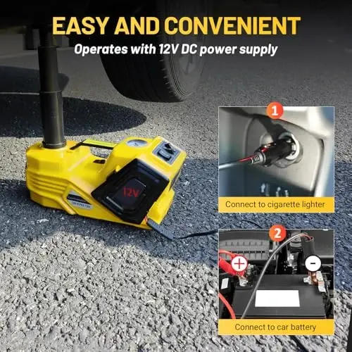 ZAISHANG Electric Car Jack 5 Ton 12V (Lifting Range: 5.31-14.17 inch) with Tire Pump and LED Light for SUV/Truck/Sport Cars/Sedans/EVs Efficient Tire Inflation and Emergency Tire Change - 3
