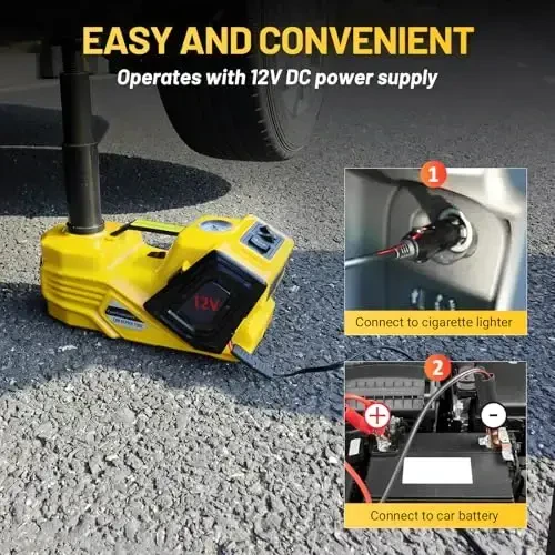 ZAISHANG Electric Car Jack 5 Ton 12V (Lifting Range: 5.31-14.17 inch) with Tire Pump and LED Light for SUV/Truck/Sport Cars/Sedans/EVs Efficient Tire Inflation and Emergency Tire Change - 3