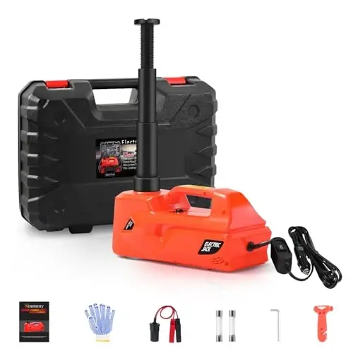 ZAISHANG Electric Car Jack 5Ton 12V Hydraulic Car Jack Lift (Lifting Range: 6.1~17.7 inch) Built-in Safety Hammer, and LED Light for SUV MPV Sedan Truck Change Tires Garage Repair - ZS ZAISHANG
