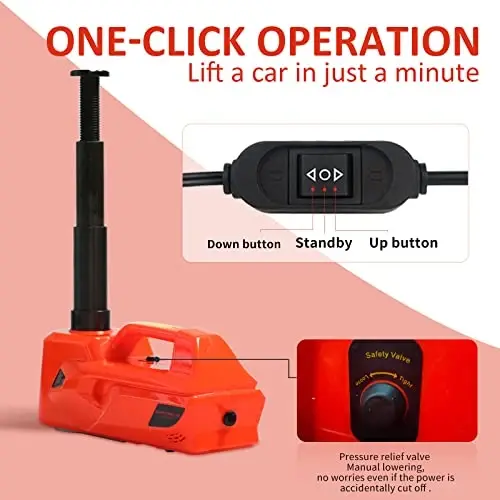 ZAISHANG Electric Car Jack 5Ton 12V Hydraulic Car Jack Lift (Lifting Range: 6.1~17.7 inch) Built-in Safety Hammer, and LED Light for SUV MPV Sedan Truck Change Tires Garage Repair - 3