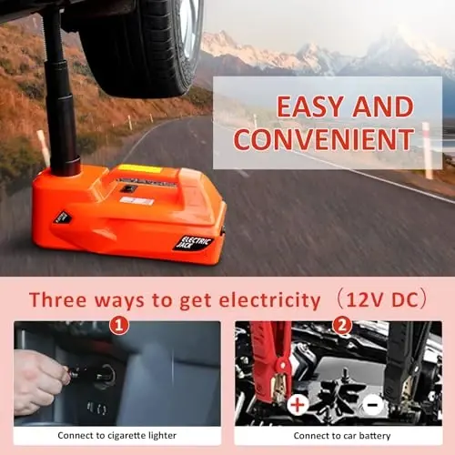 ZAISHANG Electric Car Jack 5Ton 12V Hydraulic Car Jack Lift (Lifting Range: 6.1~17.7 inch) Built-in Safety Hammer, and LED Light for SUV MPV Sedan Truck Change Tires Garage Repair - 4