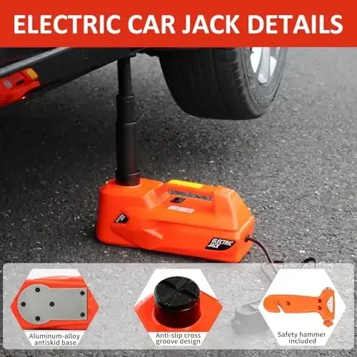 ZAISHANG Electric Car Jack 5Ton 12V Hydraulic Car Jack Lift (Lifting Range: 6.1~17.7 inch) Built-in Safety Hammer, and LED Light for SUV MPV Sedan Truck Change Tires Garage Repair - 5