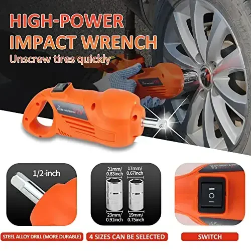 ZAISHANG Electric Car Jack Kit 5 Ton Hydraulic Jack(Lifting Range: 6.1~17.7 inch) with Impact Wrench Tire Inflator for SUV MPV Sedan Truck Change Tires Garage Repair and Emergency Tire Change - 4