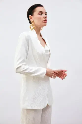 Жакет из атласа с рисунком - Экри - SATEEN (1)