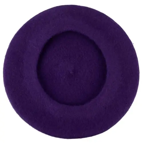 ZAKIRA Erkaklar va ayollar uchun oddiy rangdagi Wool French Beret - 3