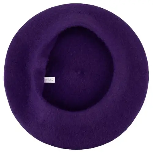 ZAKIRA Erkaklar va ayollar uchun oddiy rangdagi Wool French Beret - 4