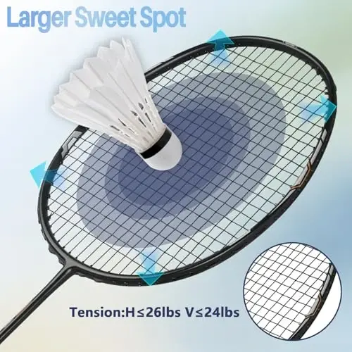 Zalava Badminton Rackets Set, Professional Badminton Racquets Lightweight (4U), 4-Pack/2-Pack Carbon Fiber, 3 Feather Shuttlecocks, with Protect Case & Overgrip, for Beginners, Advanced Players - 4